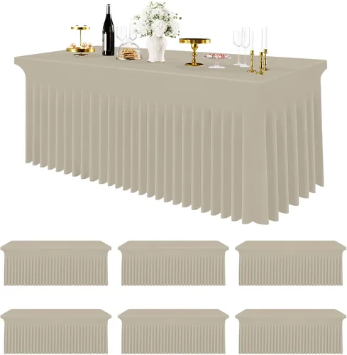 Miniatura 13 de Smiry Mantel de Spandex Paquete de 6, Mantel Elástico Ajustable Extensible para Mesas Rectangulares de 4 Pies, Cubierta de Mesa Impermeable Lavable