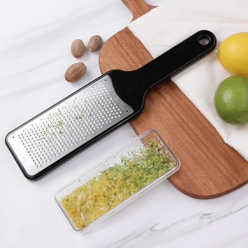 Miniatura 6 de LHS Rallador de limón cítrico y queso con recipiente, rallador Zester con mango para queso parmesano, jengibre, ajo, nuez moscada, chocolate