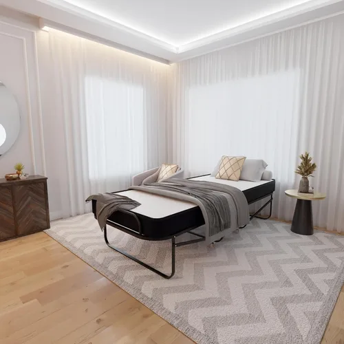 Miniatura 2 de Treaton, Cama plegable plegable de 16 pulgadas con colchones de espuma viscoelástica de 5 pulgadas, marco plegable de metal resistente, totalmente