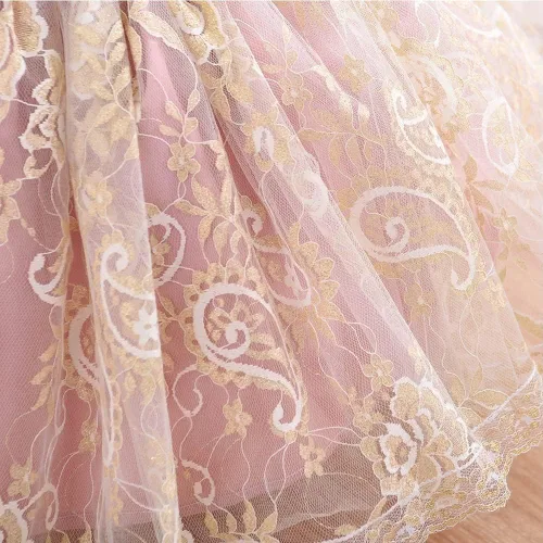 Miniatura 5 de Vestido de tul de encaje bordado con lazo para bebé, para cumpleaños, concurso, boda, fiesta de Navidad, tutú con clip para el cabello