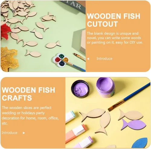 Miniatura 7 de EXCEART 100 piezas de decoración de recortes de pescado sin terminar adornos colgantes recortes artesanales rebanadas de pescado sin terminar