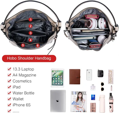 Miniatura 4 de Realer Bolsos de mano Hobo, bolsos para mujer, bolsos de cuero y bolsos de mano, bolsillos, bolsos cruzados grandes
