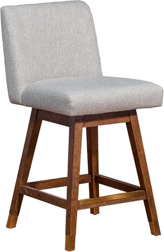 Miniatura 24 de Armen Living Sicily Modern Farmhouse Taburete giratorio de madera negra de 30 pulgadas de altura de asiento para encimera de isla de cocina en tela