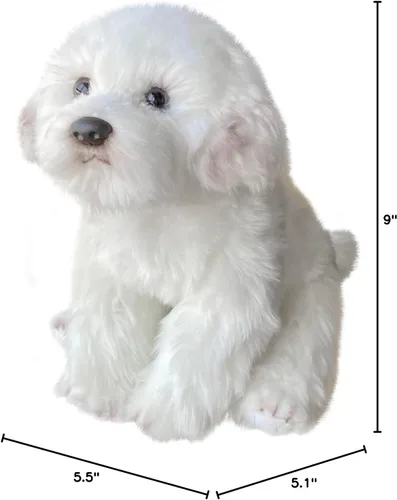 Miniatura 8 de Animal de peluche maltés, peluche de perro realista, animal de peluche realista, mascota de compañía, juguetes esponjosos de perrito de peluche