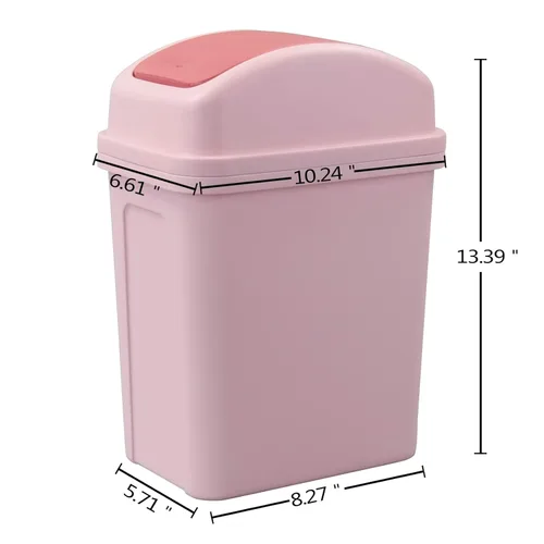 Miniatura 2 de Bote de basura pequeño de 7 L con tapa giratoria, cubo de basura interior de 1.8 galones con tapa (rosa)