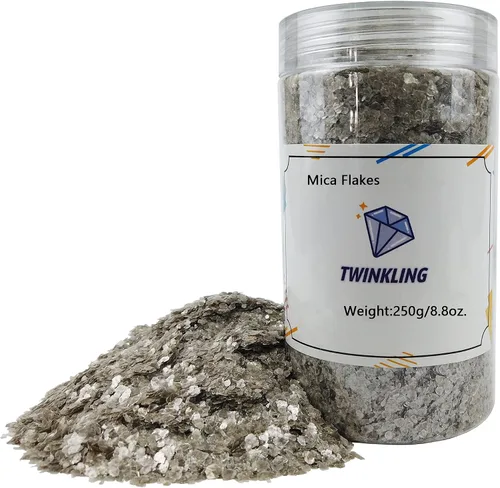 Miniatura 12 de TWINKLING Copos de mica de color natural, copos dorados, hoja de purpurina de copos de mica para manualidades de resina de bricolaje, arte de uñas