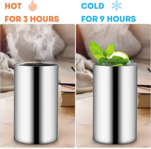 Miniatura 5 de Vasos para sorber de acero inoxidable de 12 onzas para niños pequeños con asas, a prueba de derrames, doble pared aislada al vacío, vasos de paja