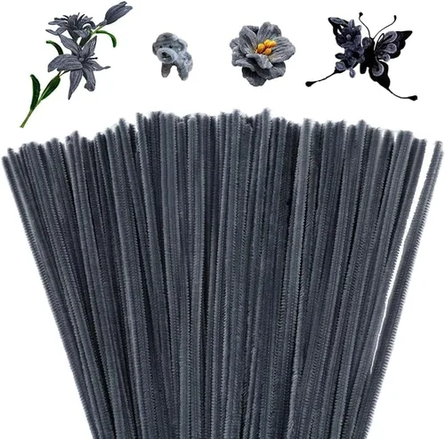 Miniatura 19 de Mnuizu - 200 limpiadores de tuberías, tallos de chenilla para manualidades, varillas esponjosas para manualidades navideñas y suministros de Rosa