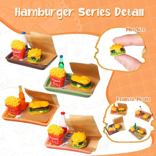 Miniatura 3 de Civaner Juego de 50 piezas de accesorios de comida rápida en miniatura para casa de muñecas, mini comida de Navidad, bebida mixta de resina, mini