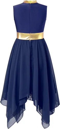Miniatura 16 de CHICTRY Vestido de baile lírico sin mangas asimétrico para niñas, disfraz de adoración litúrgica contemporánea