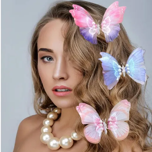 Miniatura 6 de 6 pinzas grandes de mariposa para el cabello para niñas y mujeres, grandes antideslizantes y fuertes pinzas de metal para el cabello, pinzas
