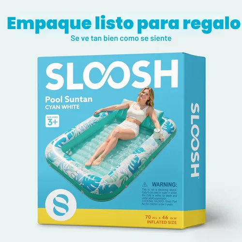 Miniatura 9 de Flotador inflable para piscina de bronceado Sloosh, 70" x 46" Flotadores de piscina para adultos con almohada, balsa flotante de 4 en 1 para tomar