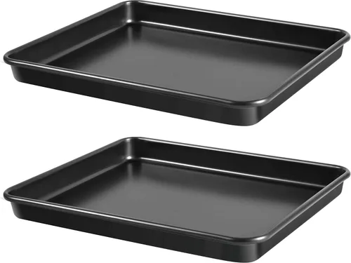 Juego de 2 bandejas antiadherentes para hornear y bandejas de galletas de 12.7 pulgadas para horno, sin PFOA (negro)