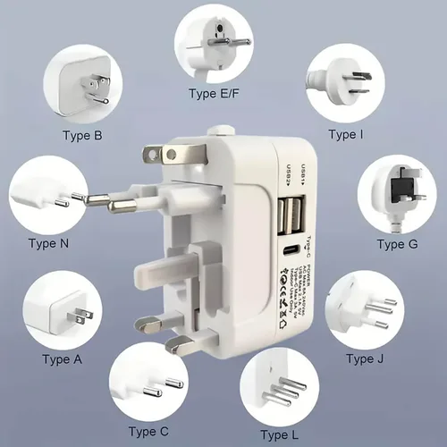 Miniatura 2 de Adaptador de viaje con USB, universal todo en uno, adaptador de viaje en todo el mundo, convertidores de corriente, cargador de pared, adaptador