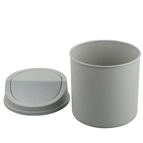 Miniatura 4 de Mini basurero de escritorio de 2 litros con tapa oscilante, cubo de basura pequeño (gris)