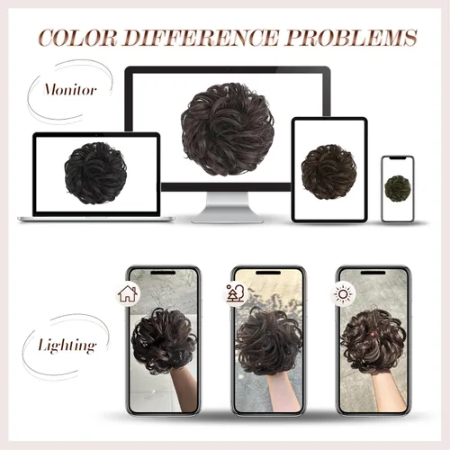 Miniatura 7 de FESHFEN Pieza de Cabello de Moño Desordenado - Extensiones Elásticas Onduladas Rizadas de Moño Scrunchies Sintético Chignon Postizos para Mujeres
