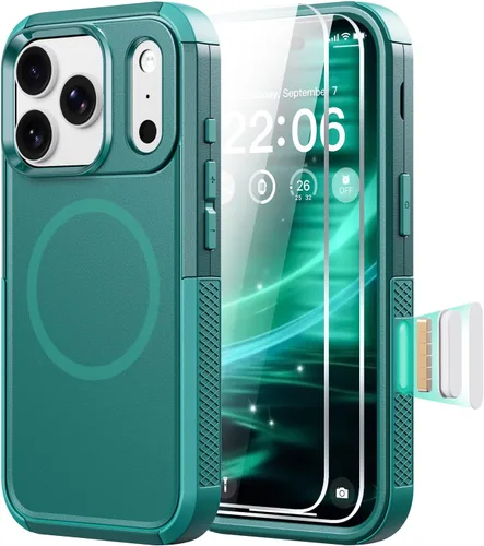 Miniatura 40 de Diverbox Funda para iPhone 13 [compatible con MagSafe] [con protector de pantalla] [a prueba de golpes] [a prueba de caídas] Funda de protección