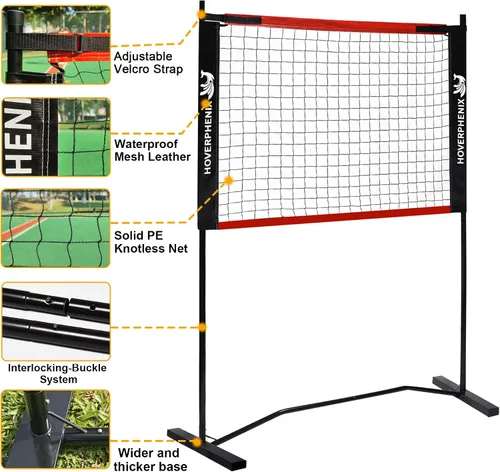 Miniatura 2 de Hoverphenix 10FT Mini Pickleball Net, 4FT Adjustable Height Dink Training Rebounder Net with Paddles Set of 2, Pickleballs and Carry Bag for Outdoor