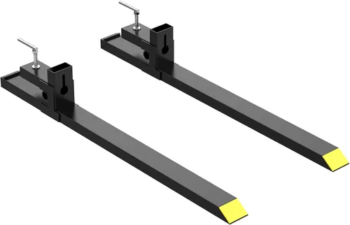 Miniatura 8 de Abrazadera de 2000 libras en horquillas de paleta, estante de horquilla resistente de 43 pulgadas con barra estabilizadora ajustable para tractor