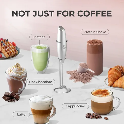 Miniatura 404 de Zulay Milk Boss Espumador de leche potente manual, hace espuma para latte, batidor para mezclar bebidas, café, miniespumador para capuchino, frappé