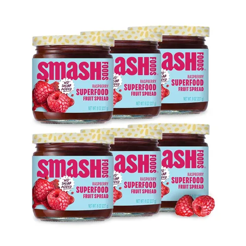 Miniatura 11 de Smash Foods Mermelada de Cereza y Granada Mermelada Keto Baja en Calorías, Sin Azúcar Añadida con Fruta Reutilizada y Semillas de Chía Untable