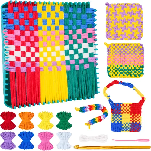 Miniatura 12 de PREBOX Kit de Telar de Tejer, Juguetes para Niños y Adultos, Aros para Agarraderas, Manualidades para Niñas de 6, 7, 8, 9, 10, 11, 12 Años, Telar