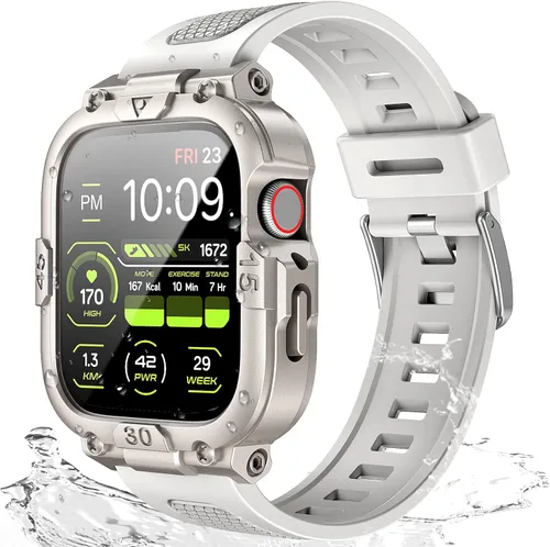 Miniatura 11 de Dsytom Funda impermeable con correa compatible para Apple Watch de 45mm 44mm 41mm 40mm para hombres, correa de reloj inteligente resistente