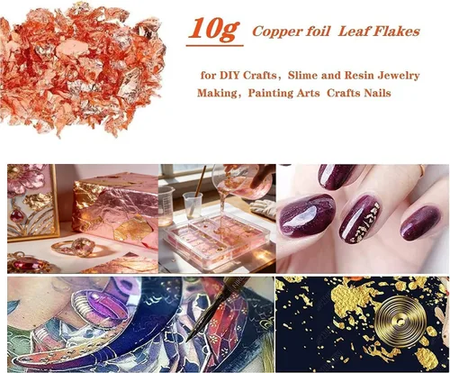 Miniatura 3 de Hojas de oro en copos, hojas de lámina dorada para resina, 10g de copos de lámina metálica, para arte de uñas, pintura, manualidades, fabricación