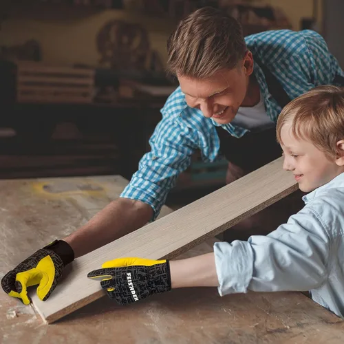 Miniatura 4 de Guantes de trabajo de jardinería de cuero para niños, guantes de seguridad, diseño reflectante transpirable, para niños para jardinería y exteriores