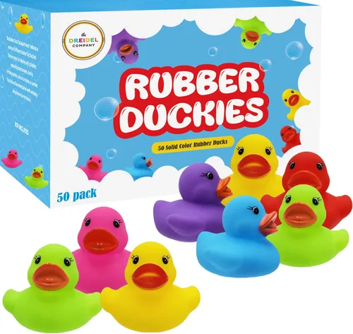 Miniatura 10 de The Dreidel Company Patos clásicos de goma para niños, seis colores sólidos, regalos de cumpleaños de baño, baby showers, aula, verano, playa