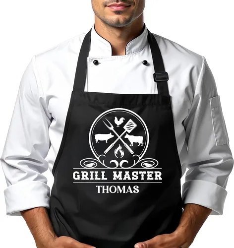 Delantal para barbacoa y parrilla, regalo personalizado para el día del padre para papá, maestro de parrilla, abuelo, delantal de chef, delantales