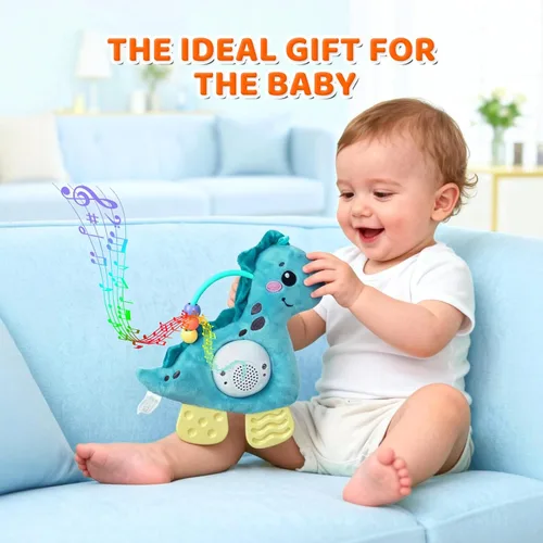 Miniatura 7 de Juguetes suaves de actividad musical para bebés con sonido y luz, juguetes sensoriales para desarrollo infantil con mordedor, sonajero y texturas