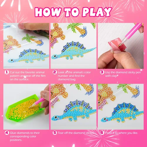 Miniatura 3 de Labeol Kits de arte de diamantes para niños y niñas de 6 a 8 a 10 a 12 años, fáciles de hacer tú mismo, creativas calcomanías de arte de diamantes