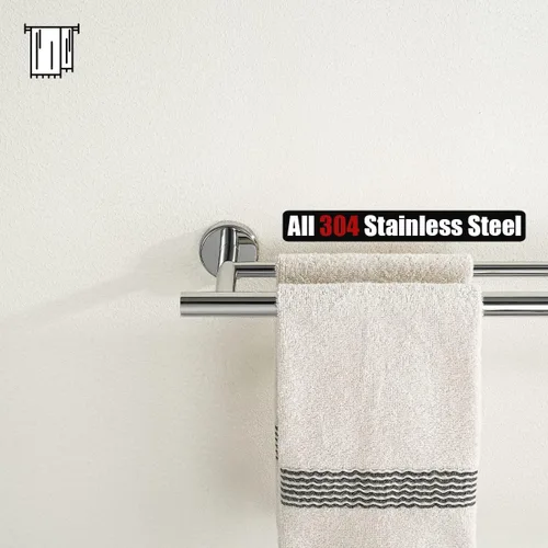 Miniatura 7 de JQK Toallero cromado, 27 pulgadas, acero inoxidable 304 de grosor de 0.031 in, doble toallero para baño, toallero cromado pulido, montaje en pared