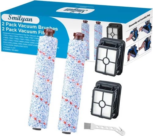 Smilyan Piezas de Reemplazo para Aspiradora Bissell CrossWave, 2 Paquetes de Rollos de Cepillo Multisuperficie 1868 + 2 Paquetes de Filtros de