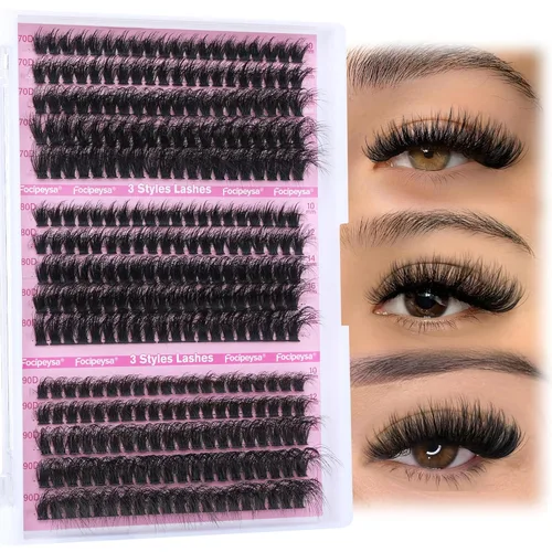 Extensiones de Pestañas en Racimo de Visón Gruesas con Volumen 10-18mm, Racimos de Pestañas, Extensiones de Pestañas Individuales, Racimos DIY,