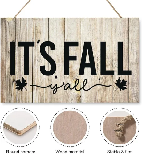 Miniatura 3 de Letrero de madera con texto en inglés "Its Fall Yall", decoración rústica para colgar en la puerta de otoño, decoración de porche para el hogar