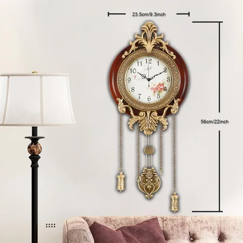 Miniatura 4 de Aero Snail Reloj de pared con péndulo oscilante, estilo retro vintage, mano de obra de arte de metal de madera maciza, mecanismo importado