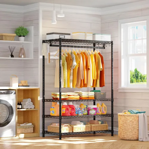 Miniatura 6 de Ulif H4 Plus - Armarios portátiles, perchero de ropa de 4 niveles para dormitorio y guardarropa, sistema de almacenamiento y organizador de ropa