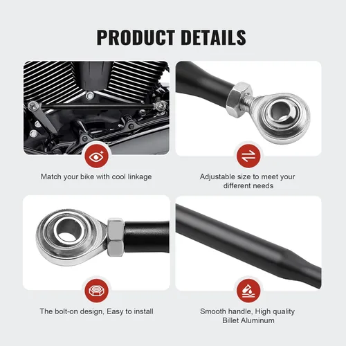 Miniatura 4 de Varilla de palanca de cambios ajustable negra para Harley Touring Electra Glide para Street Glide, varillaje de palanca de cambios de motocicleta