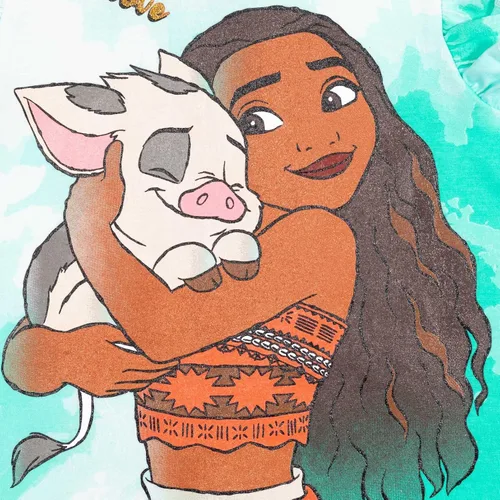 Miniatura 4 de Disney Frozen Moana Princess Tiana - Conjunto de camiseta con peplum floral y pantalones cortos de felpa francesa para niños pequeños a grandes