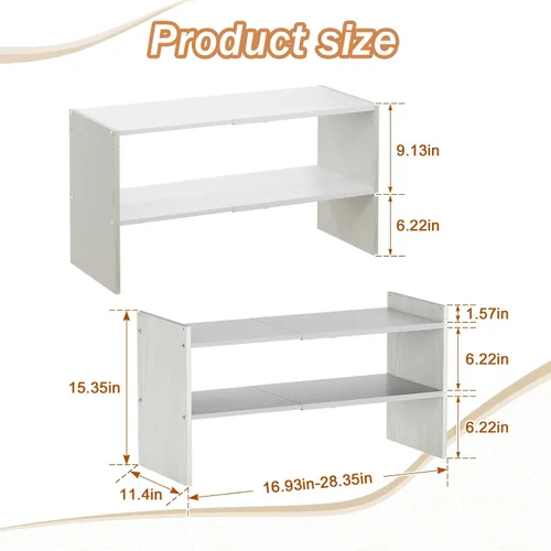 Miniatura 3 de X-cosrack - Organizador de zapatero de 2 niveles para armario, zapatero blanco expandible y ajustable, estantes de almacenamiento de zapatos