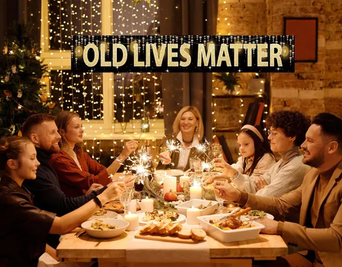 Miniatura 5 de Joyiou Cartel de fondo de cumpleaños Old Lives Matter, divertido regalo de jubilación o cumpleaños 40, 50, 60, 70, 80, decoraciones de fiesta