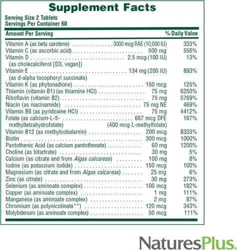 Miniatura 5 de NaturesPlus Source of Life Men - 60 tabletas - Suplemento multivitamínico y mineral sin hierro - con palma enana americana, licopeno y rodiola - Sin