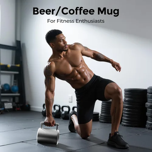 Miniatura 5 de WITO Taza de café de 22 libras, 13.5 fl oz, mancuerna de 22.0 lbs, taza de cerveza, con mancuernas con sobrepeso, taza de agua deportiva, gimnasio