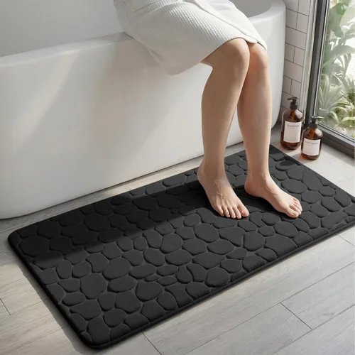 Miniatura 39 de YIHOUSE - Alfombra de espuma viscoelástica para pasillo, alfombras de baño con patrón de adoquín, superabsorbentes, alfombras de baño lavables a