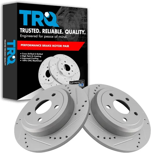 Miniatura 392 de TRQ Juego de rotores de freno de rendimiento trasero con revestimiento G premium compatible con Mazda 6 2014-2021