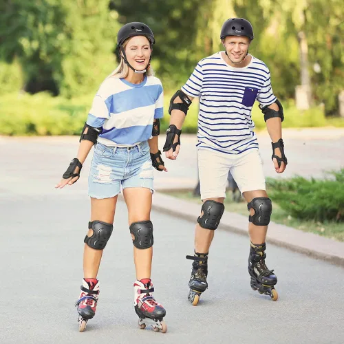 Miniatura 2 de JBM Conjunto de equipo protector para patinaje para adultos y jóvenes, casco de monopatín, rodilleras y coderas con muñequeras para patinaje