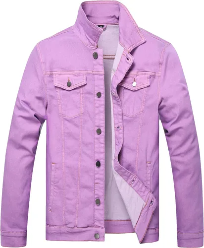 Miniatura 16 de LAMKUKU Chaqueta de mezclilla para hombre rasgada ajustada, abrigo de chaqueta vaquera para hombres