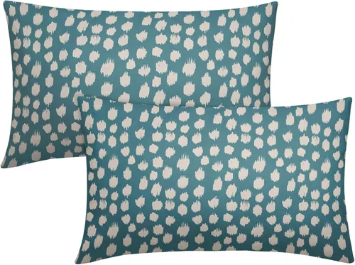 Miniatura 93 de Fundas de almohada marrón y blancas de 18 x 18 pulgadas, juego de 2 almohadas boho grises con lunares, fundas de almohada modernas estampadas
